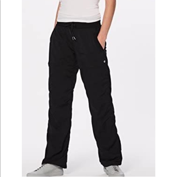 Lululemon Dance Studio pants in black pinstripe